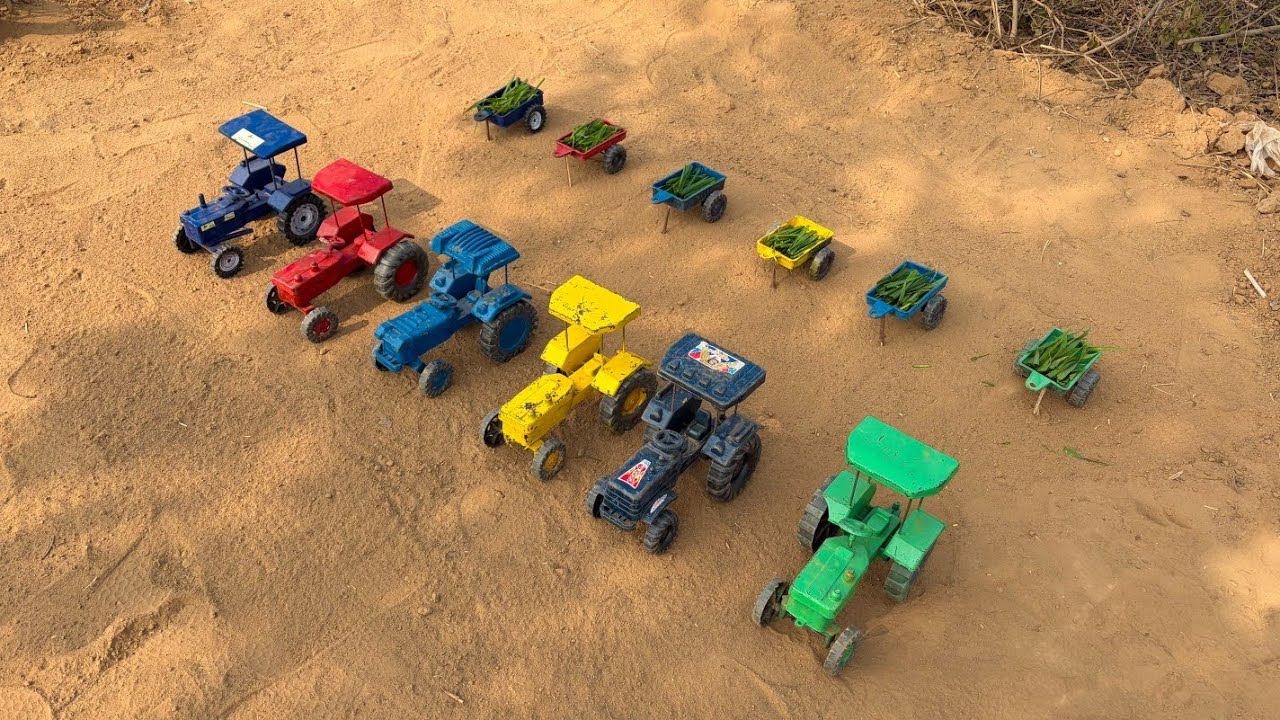 All the tractors took the green grass with them, attached to their trailers.