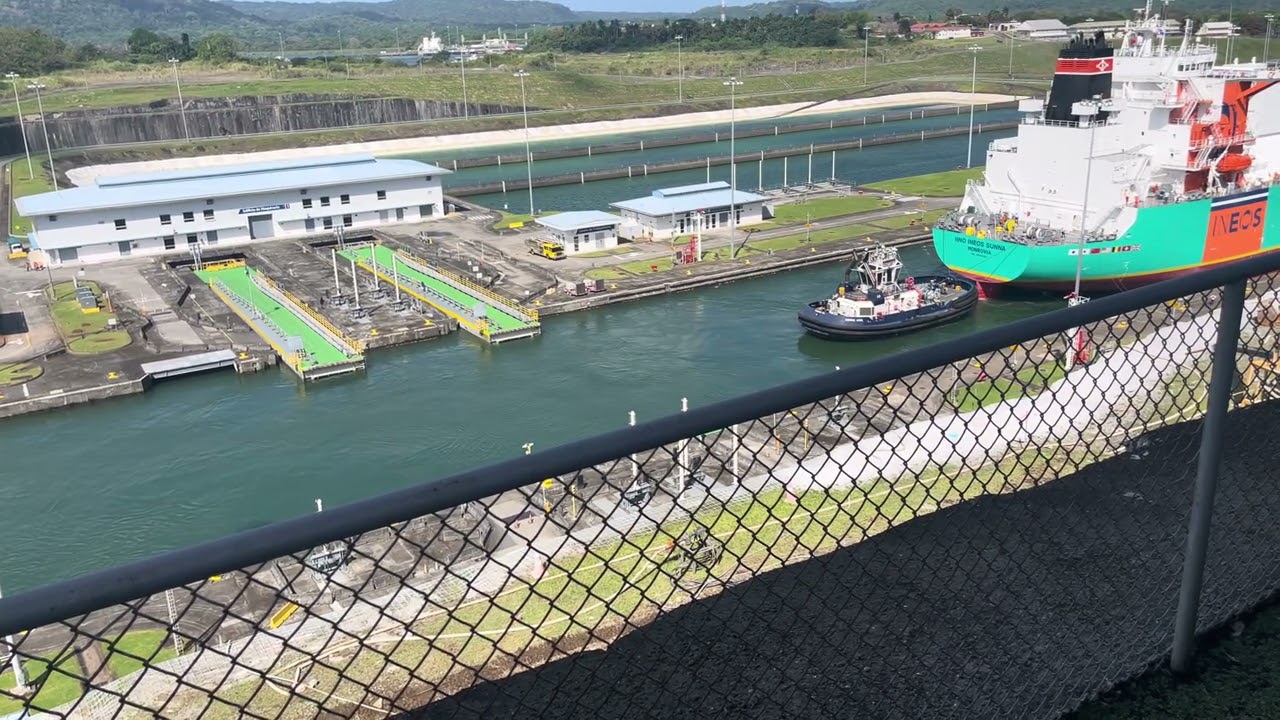 Panama canal ship in lock