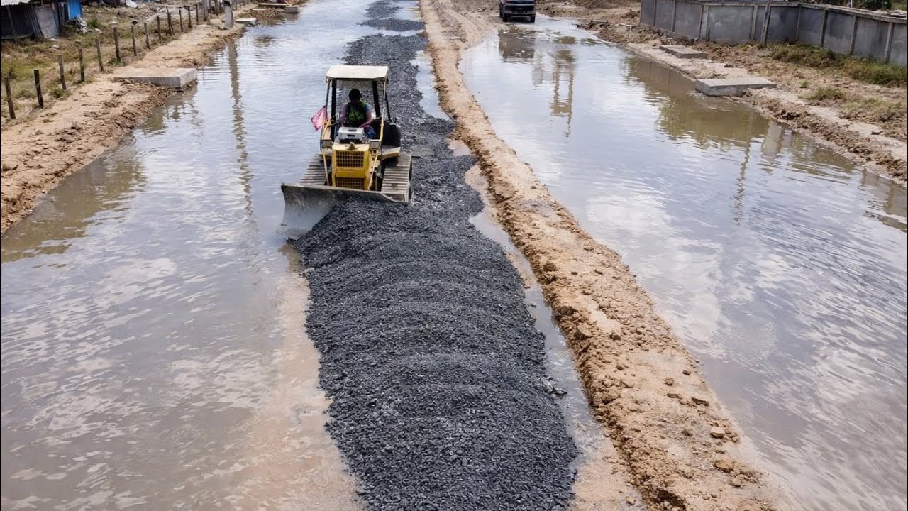Best Road Construction!! Dozer Spreading Gravel , Roller and Motor grader Working Grading Gravel