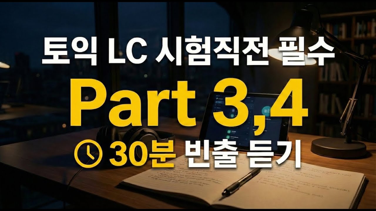 [토익LC] 시험직전필수 리스닝 Part3, 4 연속 듣기 30분