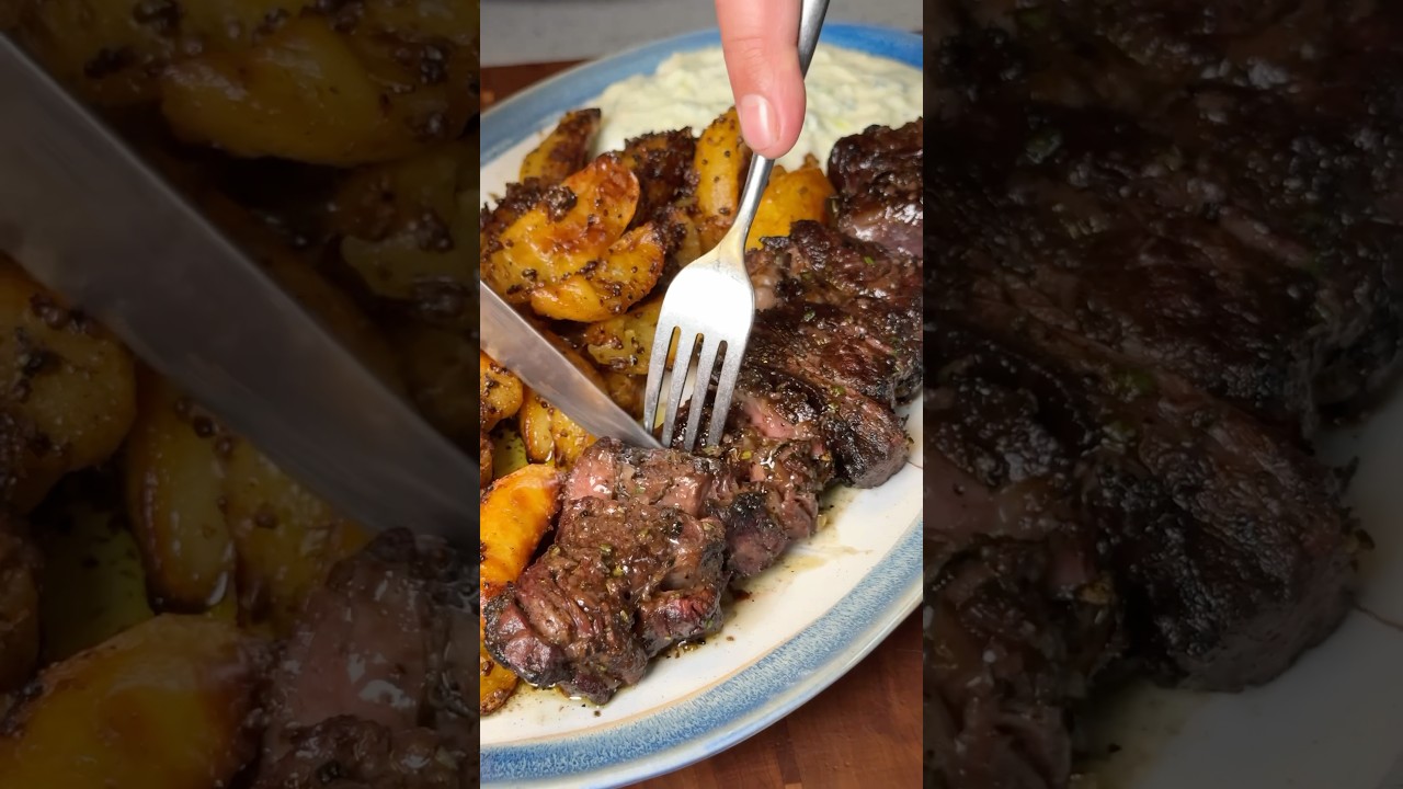 🥩🔥BEEF SKEWERS + LEMON POTATOES + TZATZIKI🔥🥩