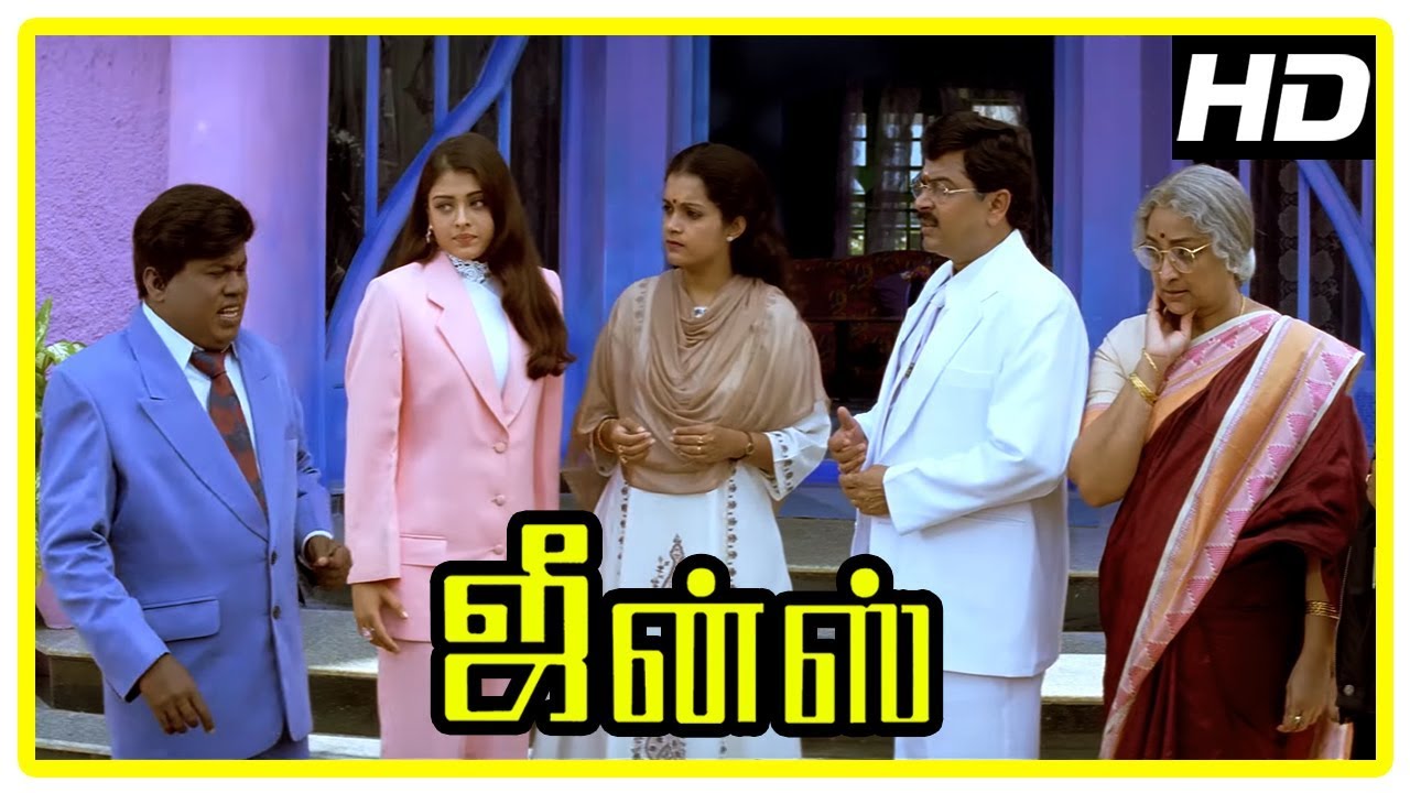 Jeans Movie Scenes | Lakshmi lies Aishwarya has a twin | Prashanth and Nassar come to India
