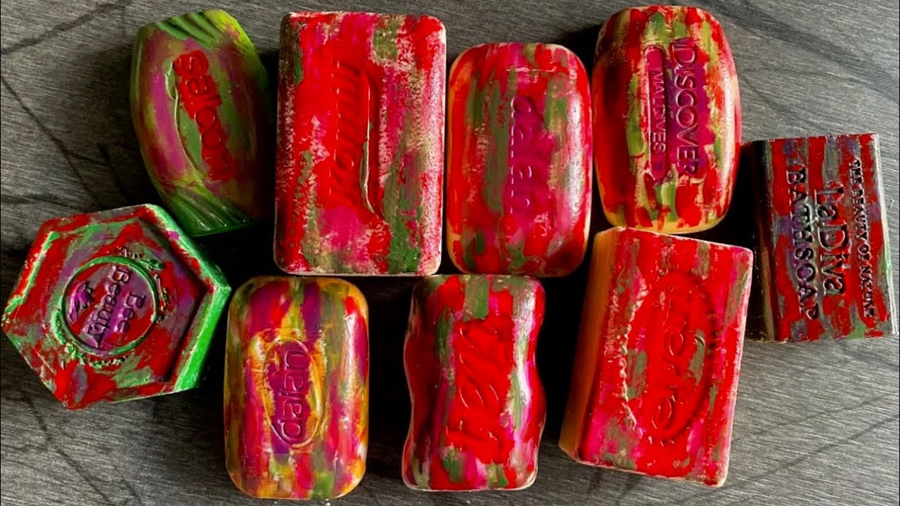 Cutting of painted very dry soap asmr. #paintedsoap #asmrsoap