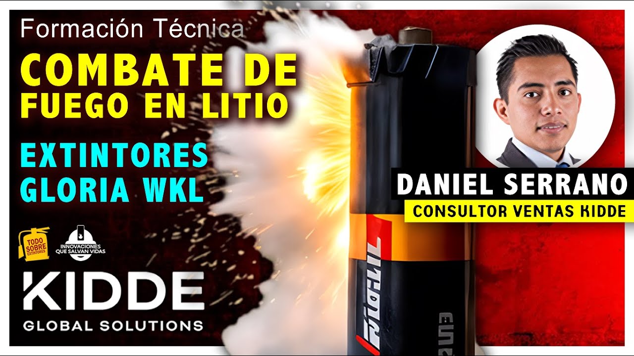 Combate fuego LITIO 🔋🔥 Prevenir escalamiento térmico con EXTINTORES GLORIA WKL 😎 Formación #Kidde