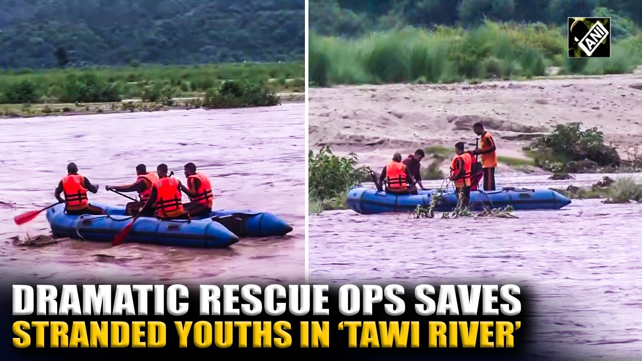 Jammu Police, NDRF launch rescue Ops to save 3 local youths stranded in the middle of Tawi River