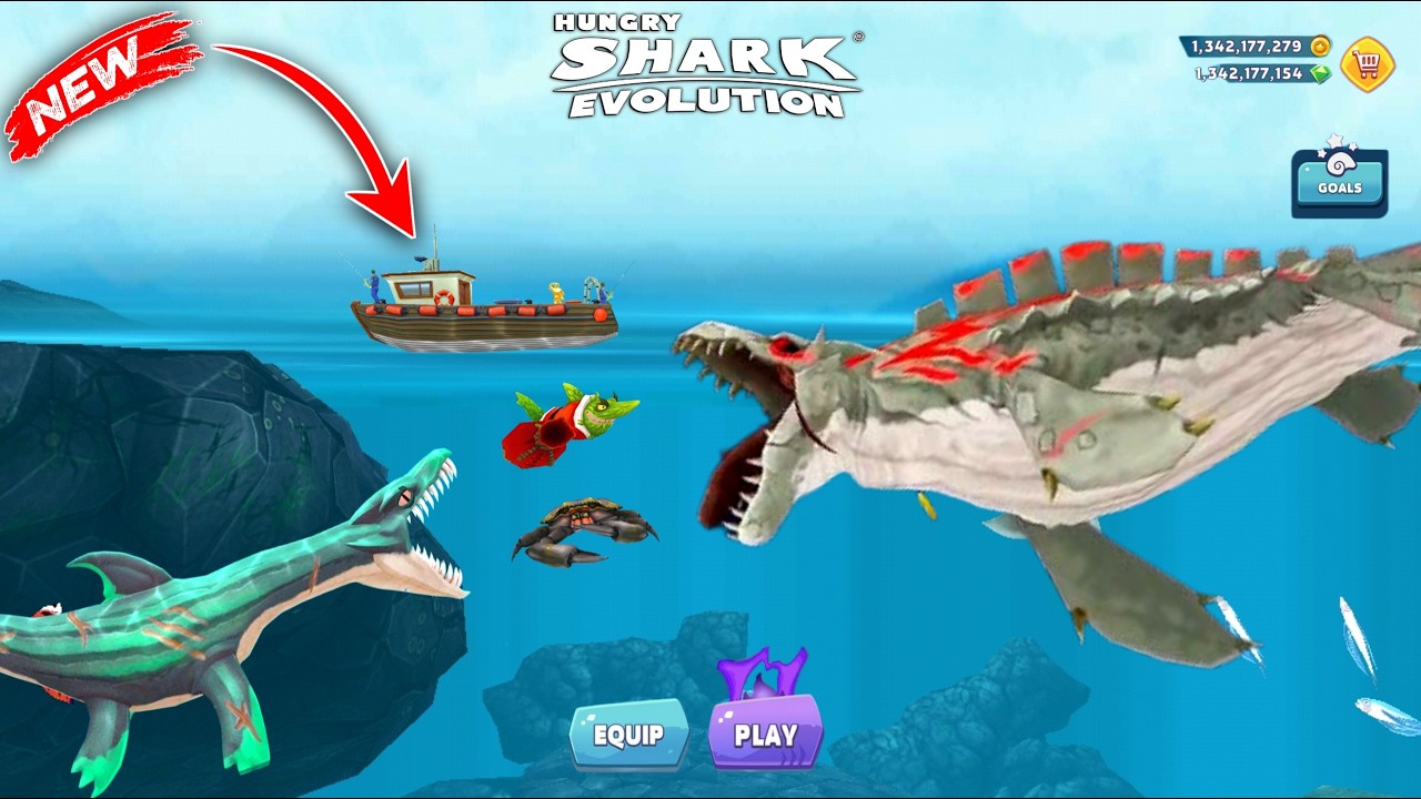 New Gaint Monster Zamaharibu Shark Vs Nessie or Crab Gameplay - Hungry Shark Evolution