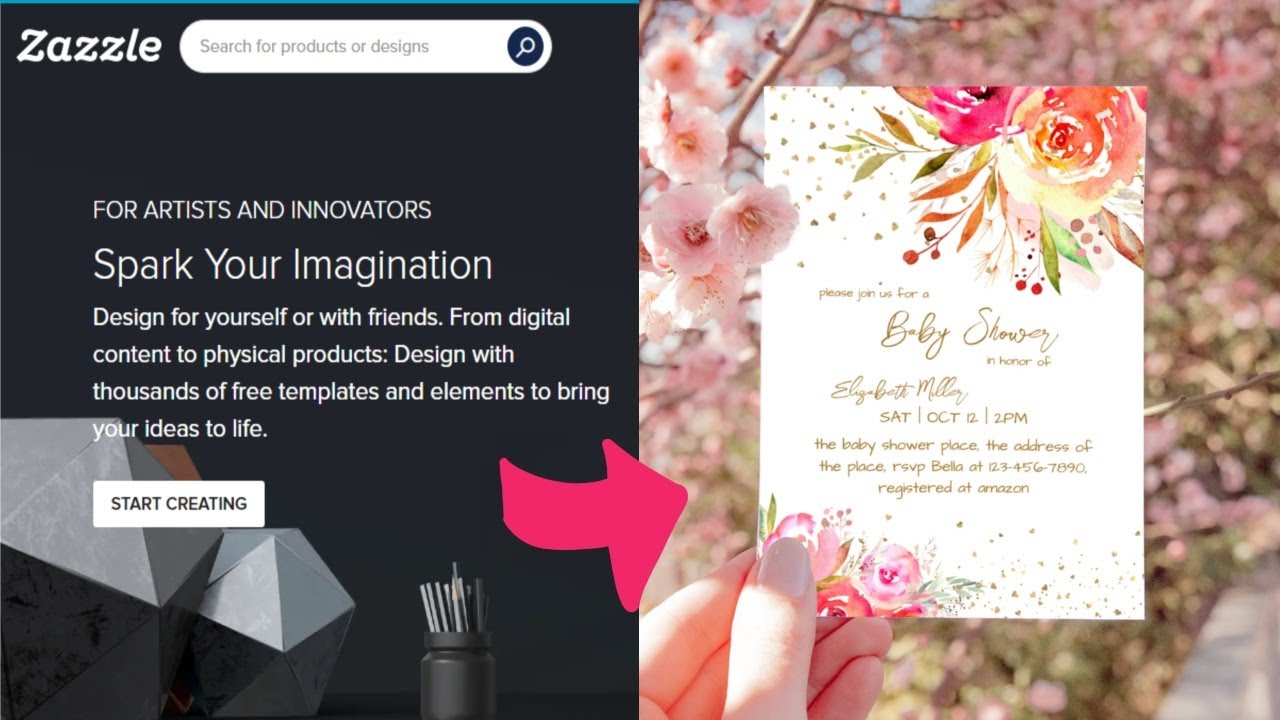 Using Zazzle Design Tool to create a beautiful floral Baby Shower invitation
