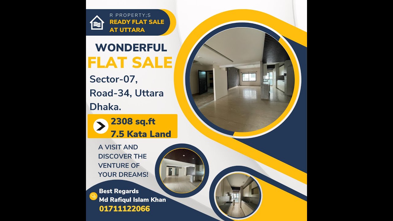 🏠Wonderful Flat  SALE at Uttara |  2308 sft  |  5th floor of 6-stored building | R Property | Ep- 01