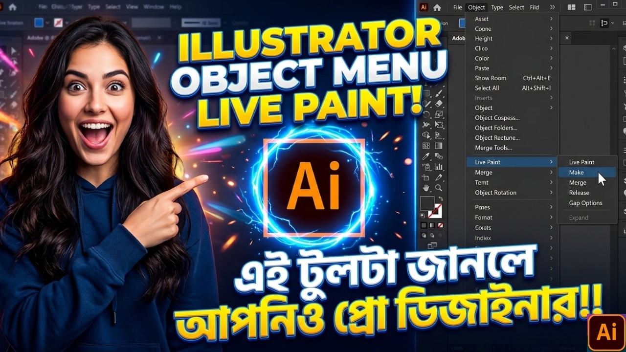 Illustrator Object Menu Live Paint Bangla Tutorial | Illustrator Object Menu in Bangla | Illustrator