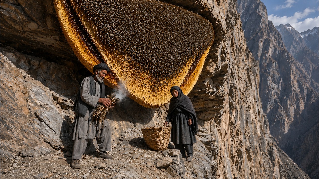 Life In Rural Afghanistan | 100-Year-Old Couple Risk Their Lives For Wild Honey On A Deadly Cliff