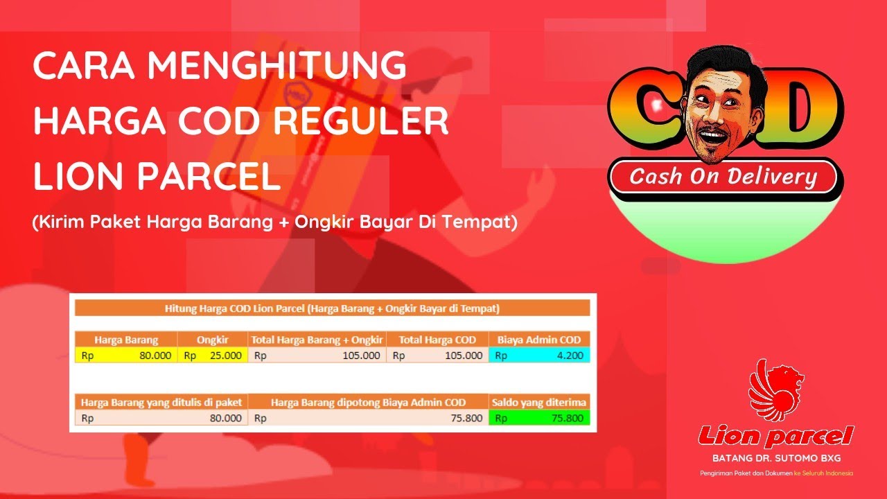 Cara Menghitung Harga COD Lion Parcel (Kirim Paket Harga Barang + Ongkir Bayar di Tempat)