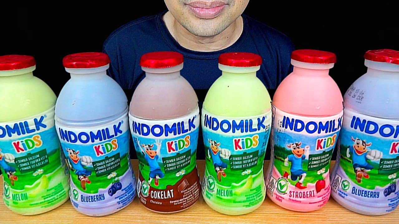 ASMR MINUM SUSU BOTOL INDOMILK || STRAWBERRY || BLUEBERRY || COKLAT || MELON