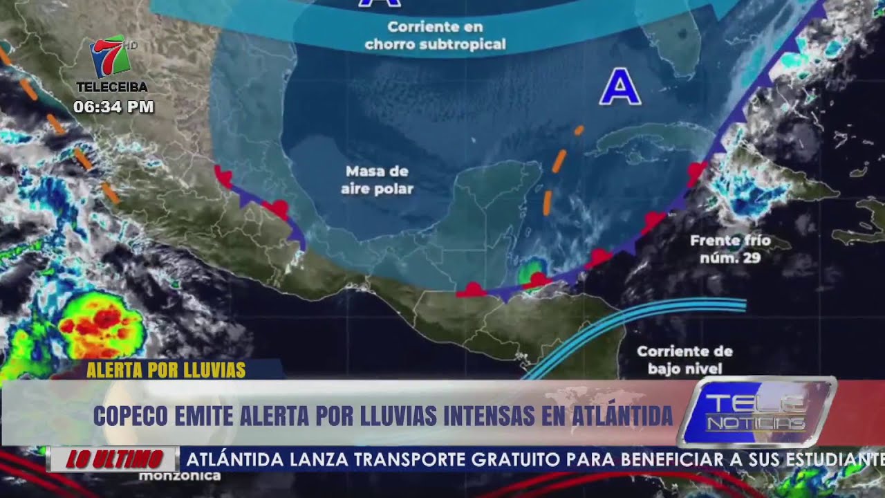 COPECO emite alerta por lluvias intensas en Atlántida