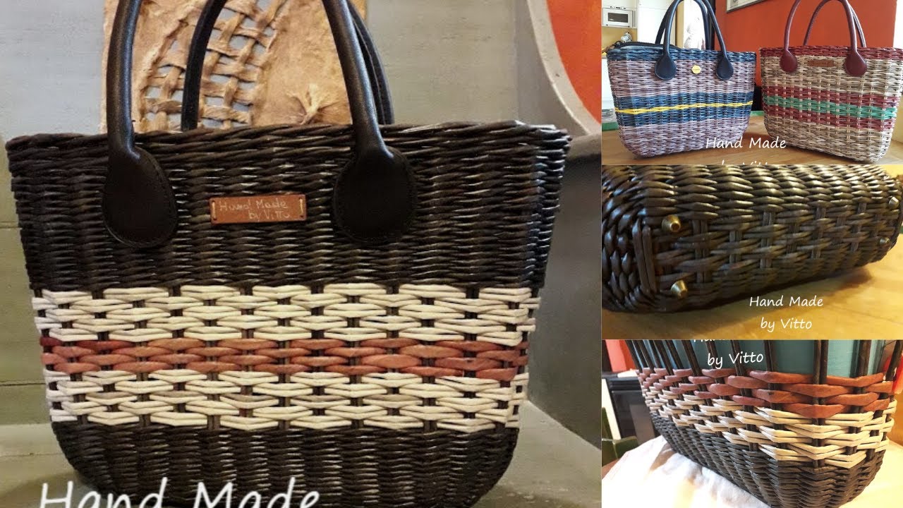 TUTORIAL BORSA CANNUCCE DI CARTA DI GIORNALE - NEWSPAPER WEAVING BAG