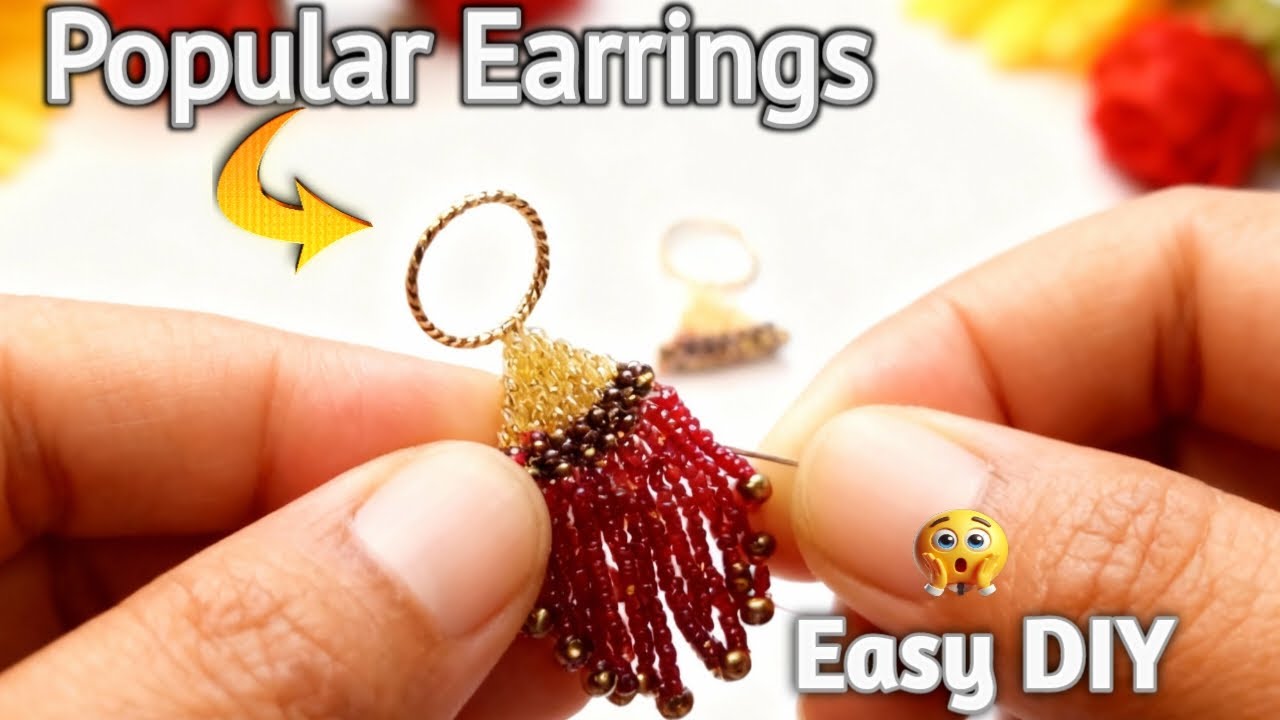Beaded Earrings Tutorial | How to Make Beaded Earrings at Home | Easy Beads Jewelry Making