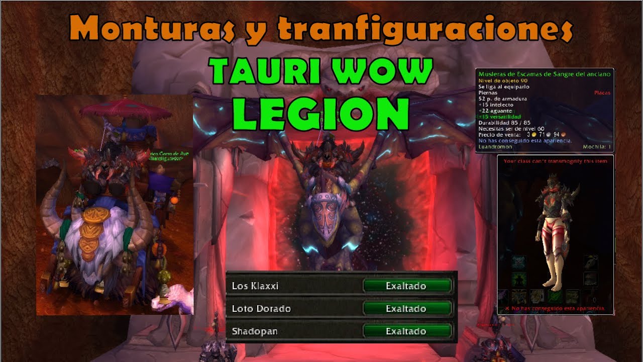 Saca MONTURAS Y TRASNFIGURACIONES fácil- TAURI WOW LEGION