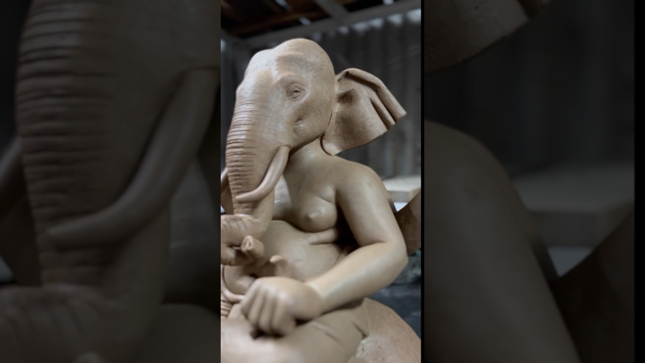 Gajmukh ganpati murti 2025 nagpur | clay ganesha idol making at home #ganesh #ganpati #shorts