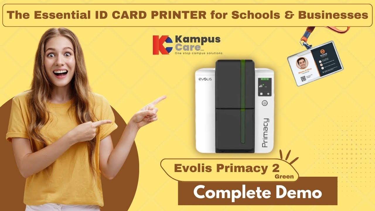The Essential ID CARD PRINTER for Schools & Businesses: Evolis Primacy 2 Green- DEMO
