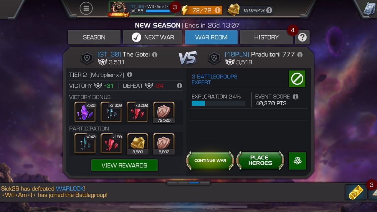 Alliance War S64W01 GT_30 vs [10PLN] Praduitorii 777