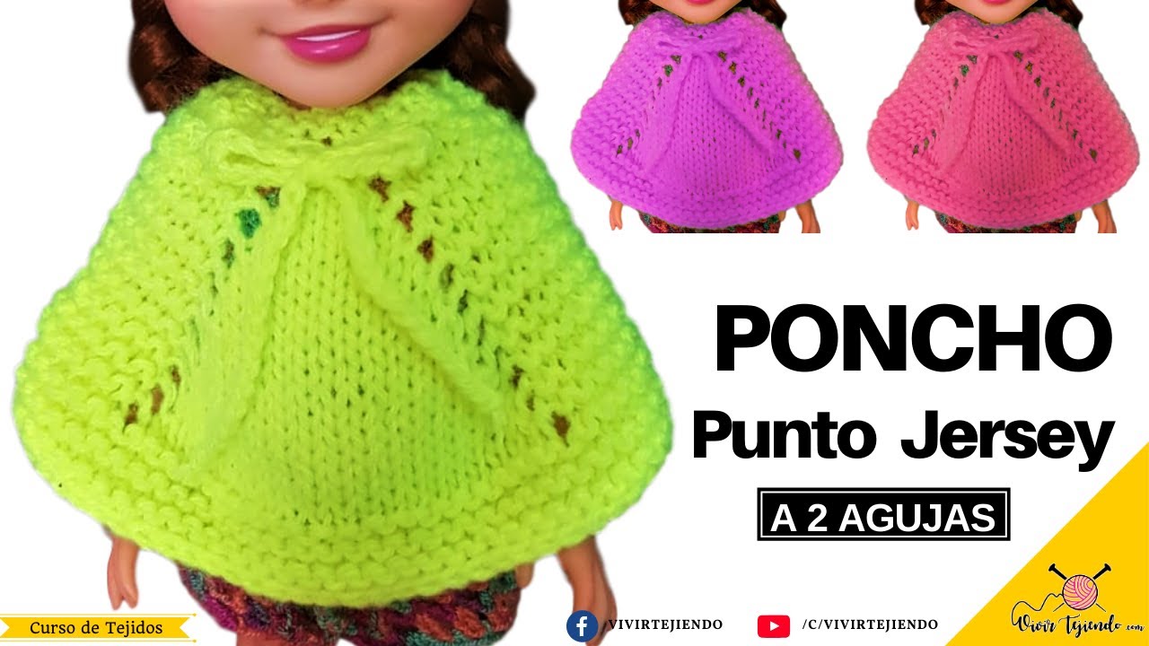 🌈 Tejidos a DOS AGUJAS 👘 PONCHO Todas las Tallas con Punto Santa Clara   Paso a Paso
