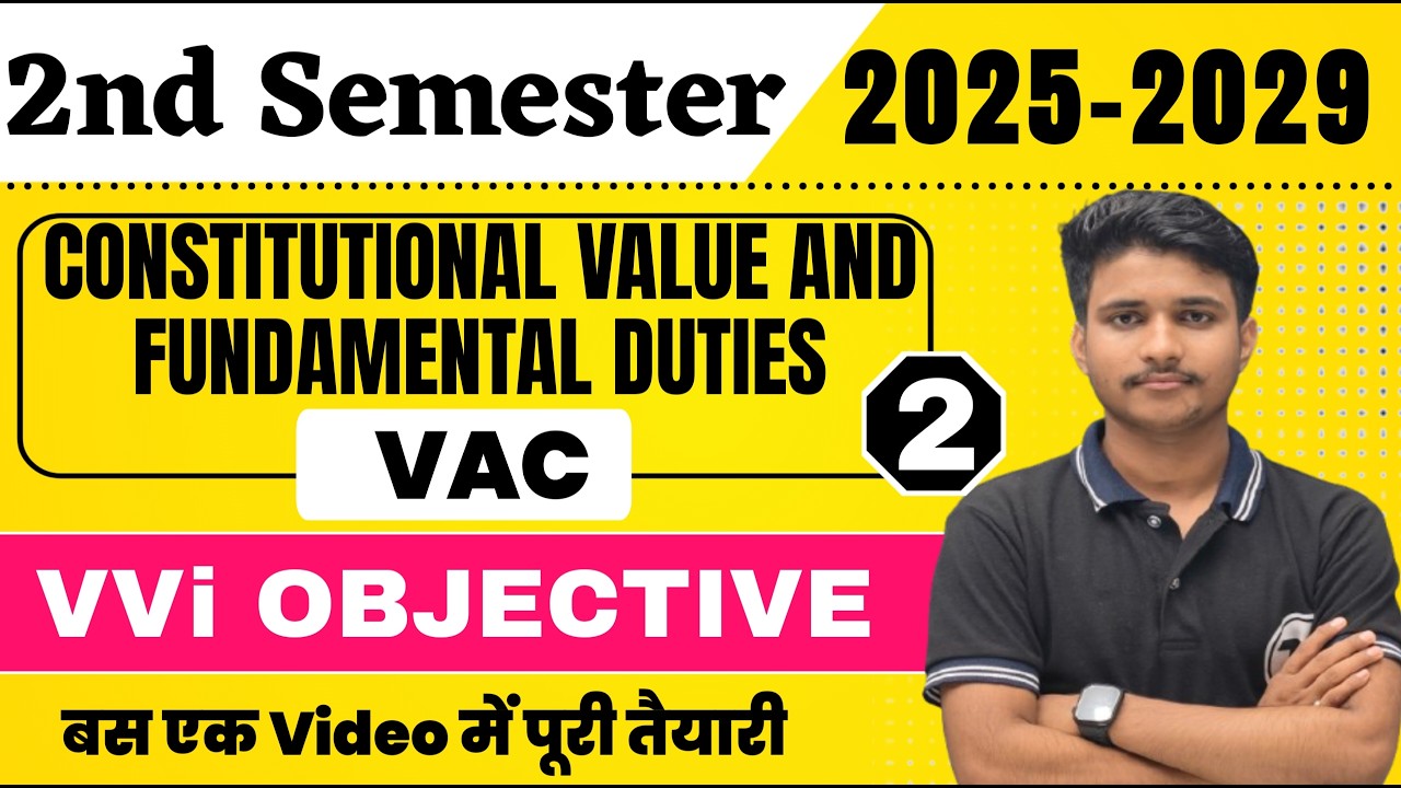 BA 2nd semester Constitutional Value And Fundamental Duties VVi Objective Questions 2025 | BA Sem 2