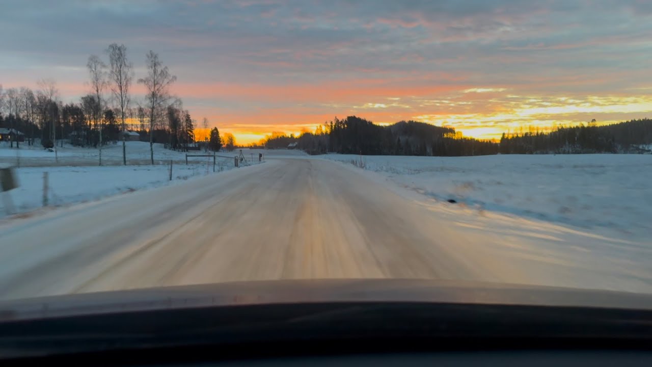 Chasing Snow: An Ambient Winter Dashcam Drive in Finland