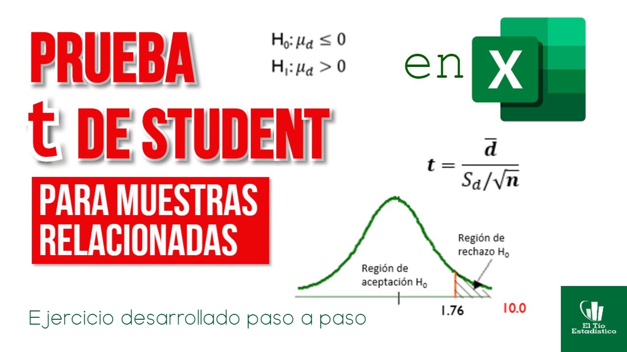 Prueba t de Student [PARA MUESTRAS RELACIONADAS] ✅ en Excel 💥