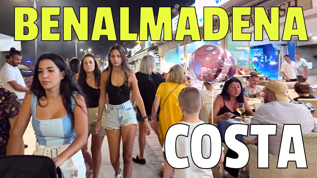 Benalmádena Costa Summer Nightlife 🇪🇸 (Málaga Spain) Walking Tour [4K 60FPS] Costa del Sol Now