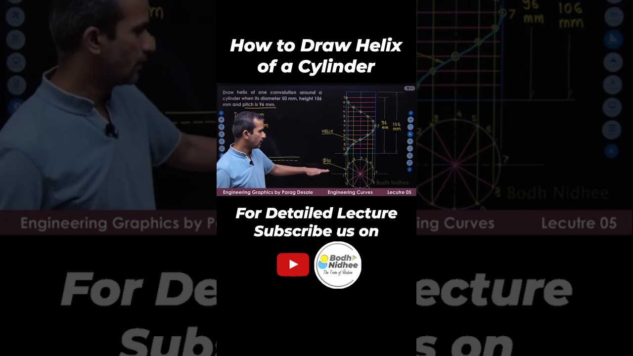 How to Draw Helix of a Cylinder I Curves I Engineering Graphics