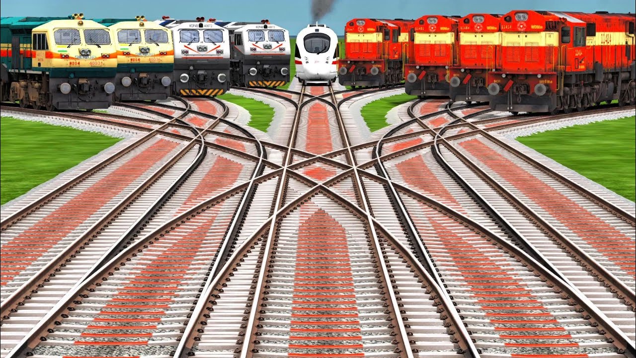 🔥 Extreme Train Simulator Action – Impossible Track Challenge⚡ Nine Trains Non-Stop Crossing on Curv