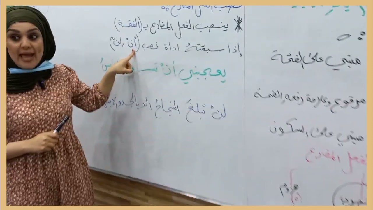 درس القواعد للصف السادس موضوع درسنا نصب الفعل المضارع باشراف الست الفاضلة تيسير فلاح