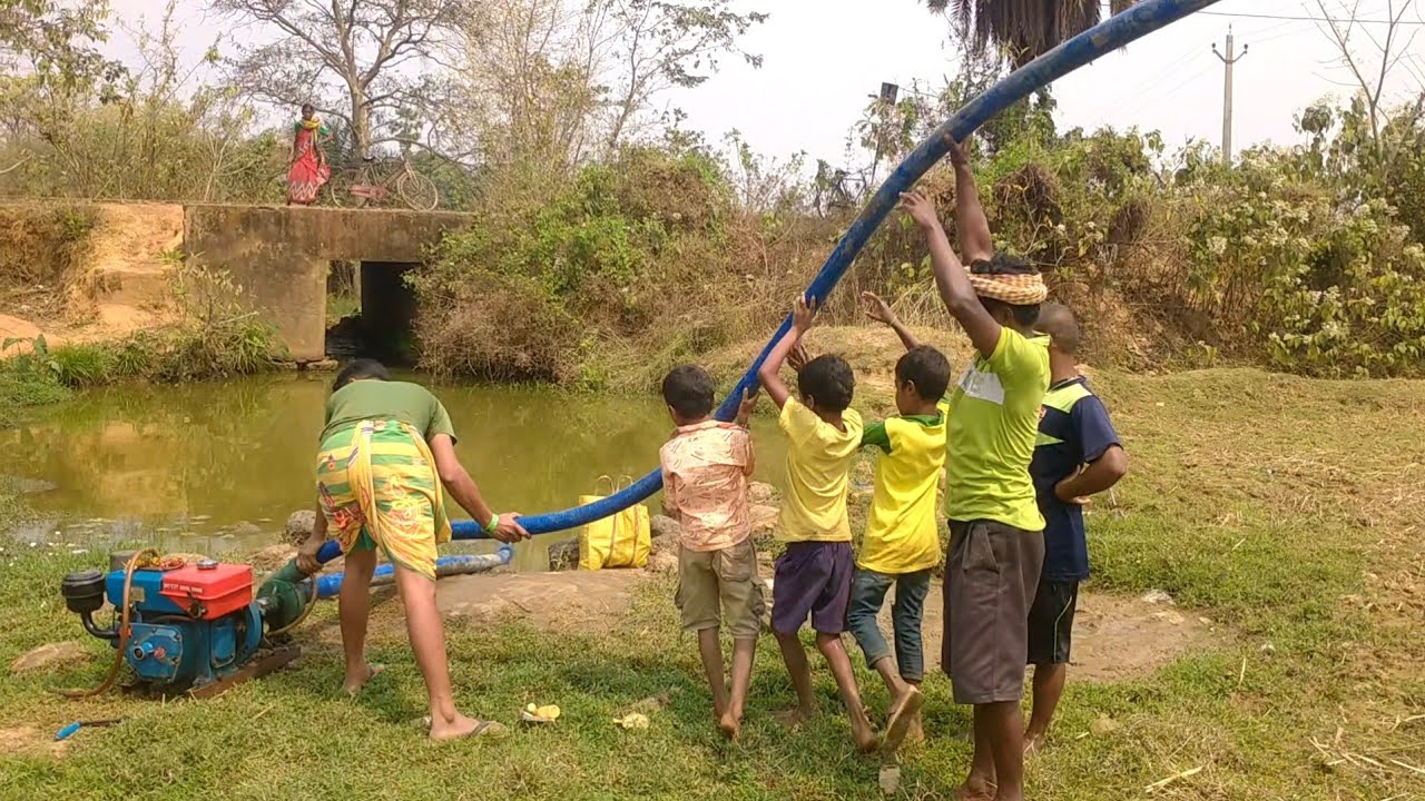 4Hp Diesel Engine Watering For Summer Season Rice 🌾 Field || Village Life style in Start method !