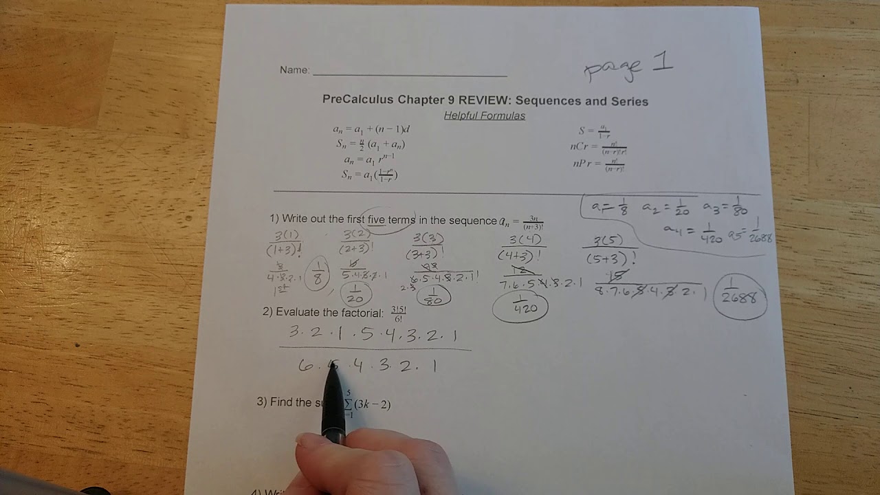 PreCal Ch 9 review walk-through page 1