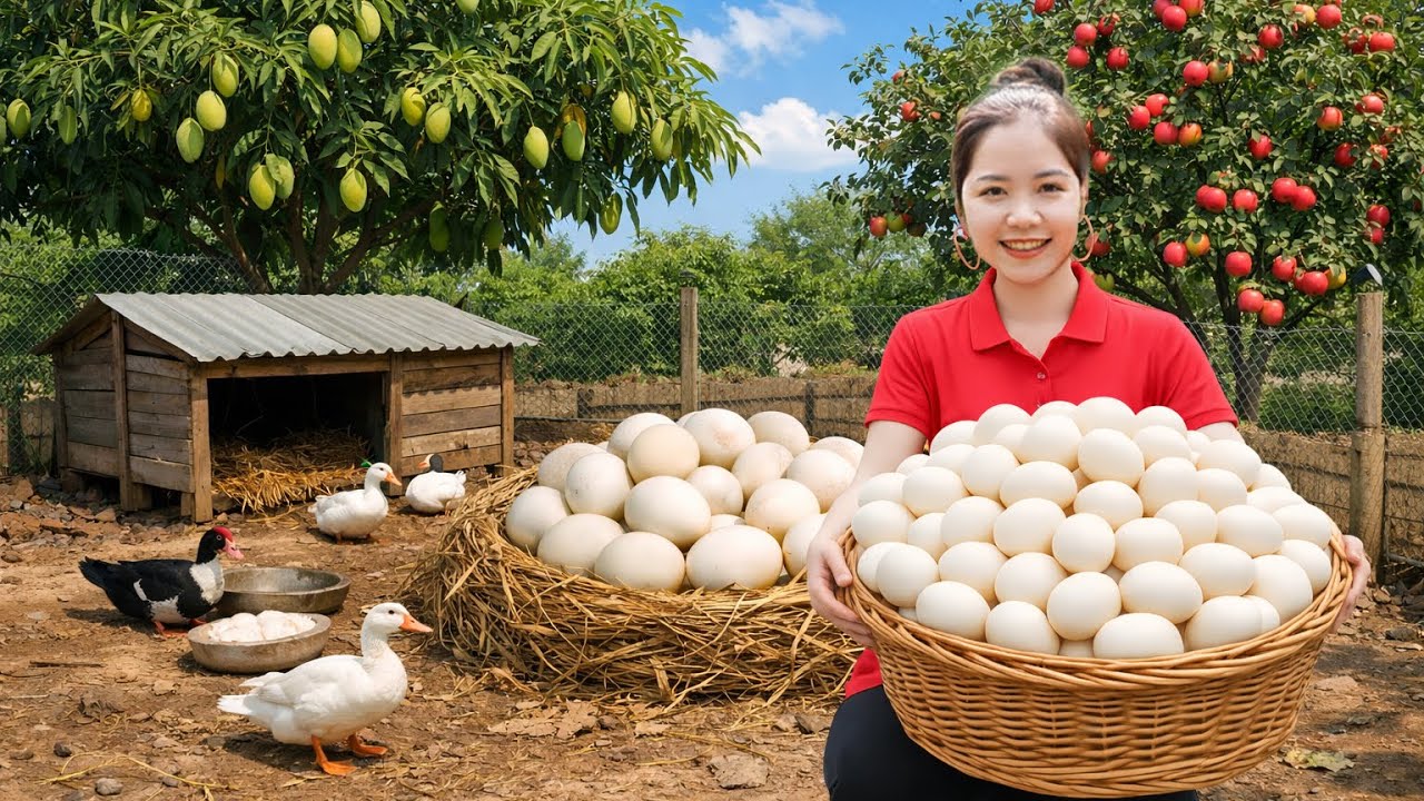 Harvesting 1000+KG of goose EGGS from the farm to sell at the market- Rural life