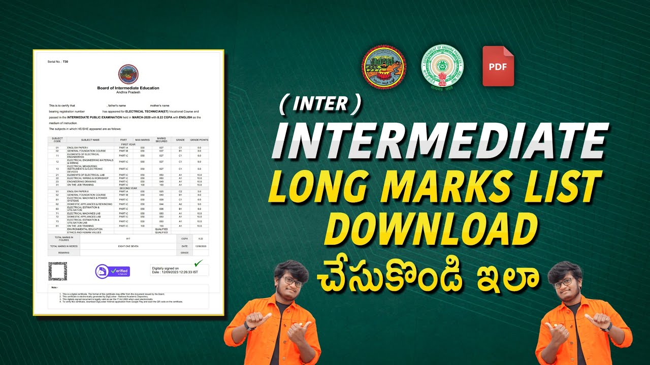 inter Marks List Download Online | intermediate Marks Memo | inter Marksheet Download | Telugu