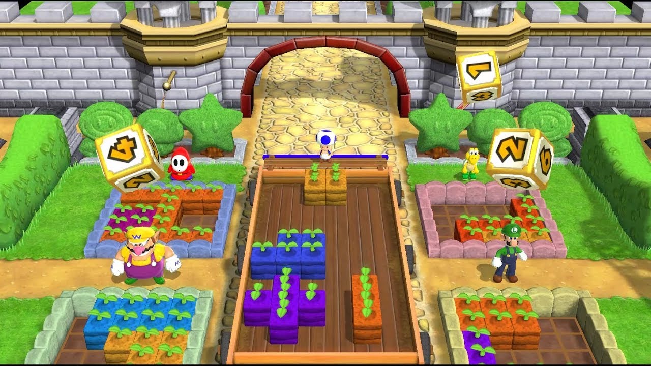 Mario Party 9 Garden Battle - Wario vs Shy Guy vs Luigi vs Koopa | Mario Gaming#10