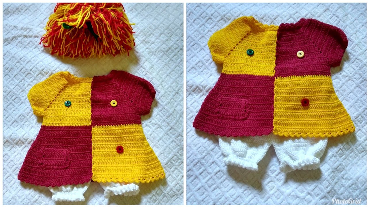 Roupa de crochê da Emília para bebê de 6 a 9 meses