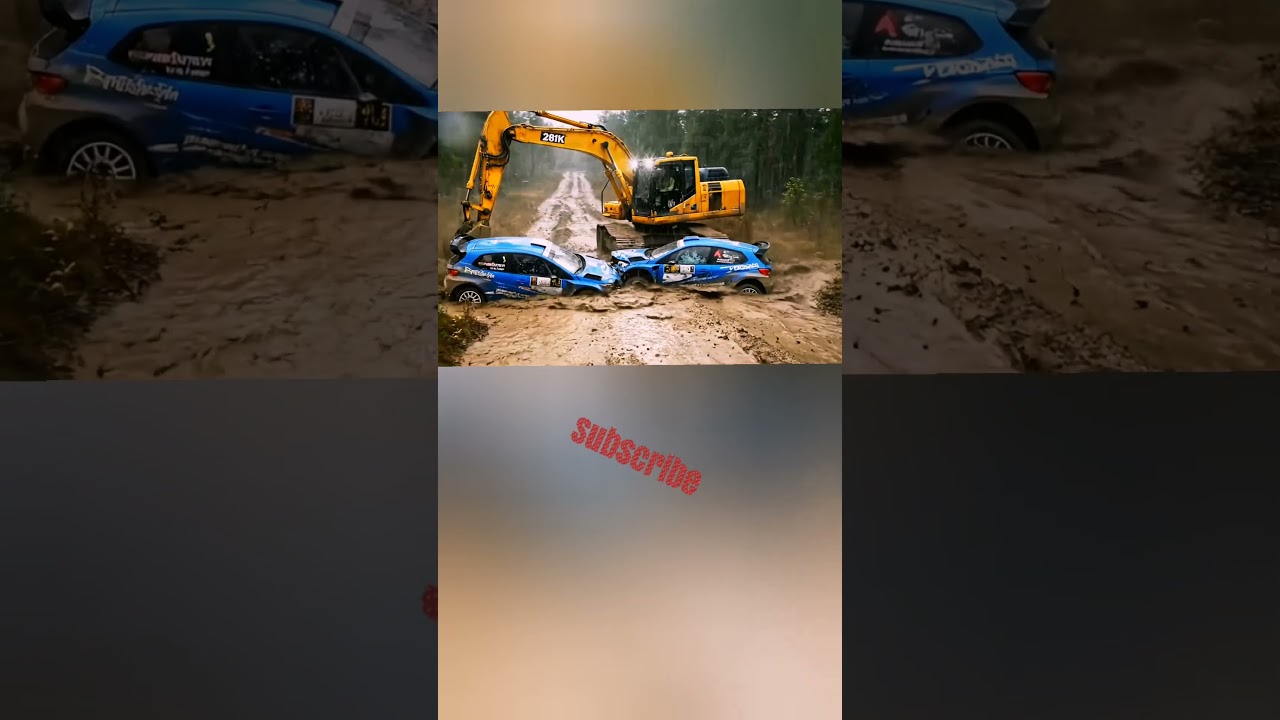 Muddy Trail Carnage 🌲 Excavator vs Rally Car in Heavy Rain Clash 