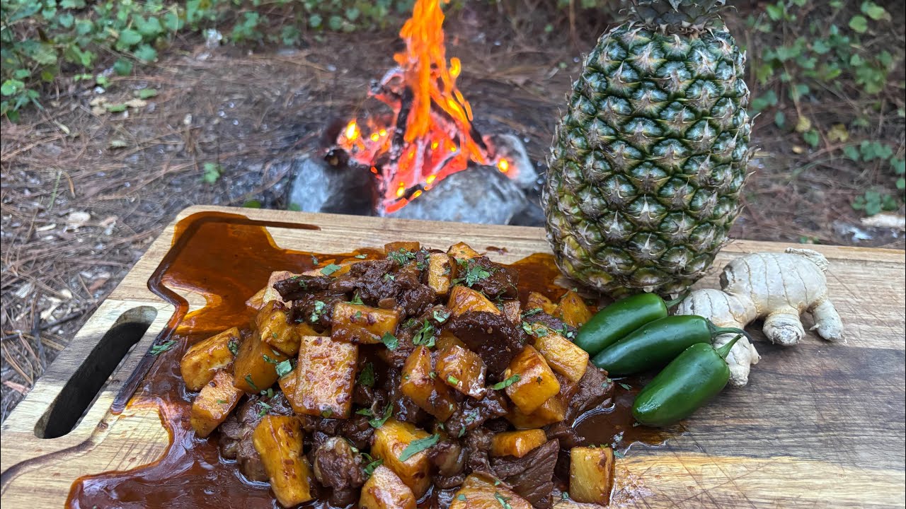 Campfire Pineapple Chili Steak Bites | Sweet & Spicy Fire-Cooked Beef 