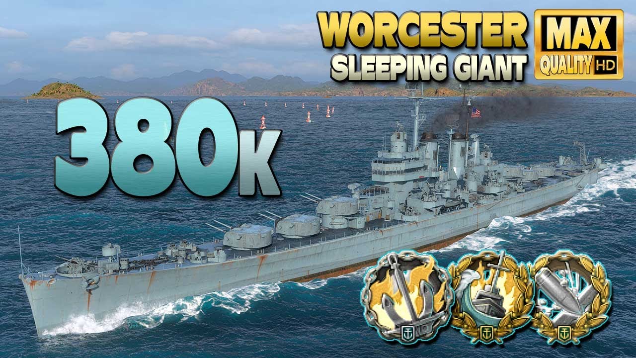 Вустер, крейсер с огромными 380к на карте Sleeping Giant - World of Warships