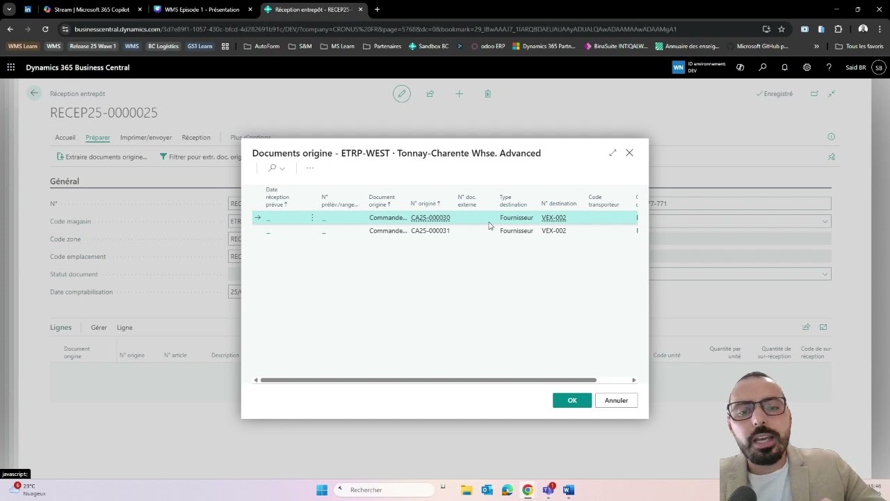 🎬 [Épisode 3] : Introduction au WMS dans Business Central – Le flux de réception entrepôt