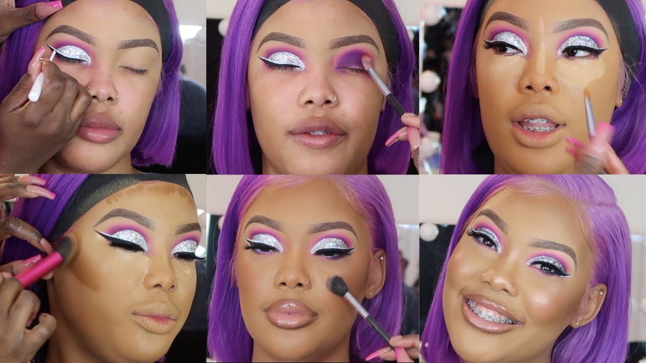 I DID A BEAUTY INFLUENCERS MAKEUP! | Purple & Silver Cut crease | Prom Series