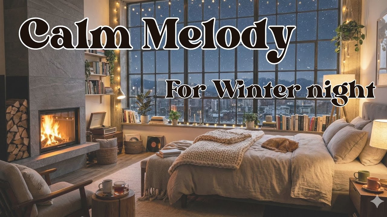 Calm sleeping Music in Winter 🎧 | Sleep Study Work Music | 冬日與貓貓的助眠音樂