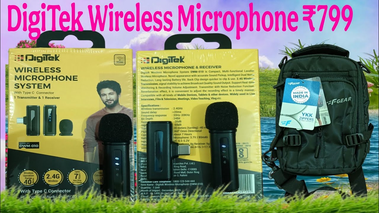 DigiTek DWM-010 Wireless Microphone ₹799 Mobile Phone || FGEAR 🎒 Travel Sling Bag ₹ 600