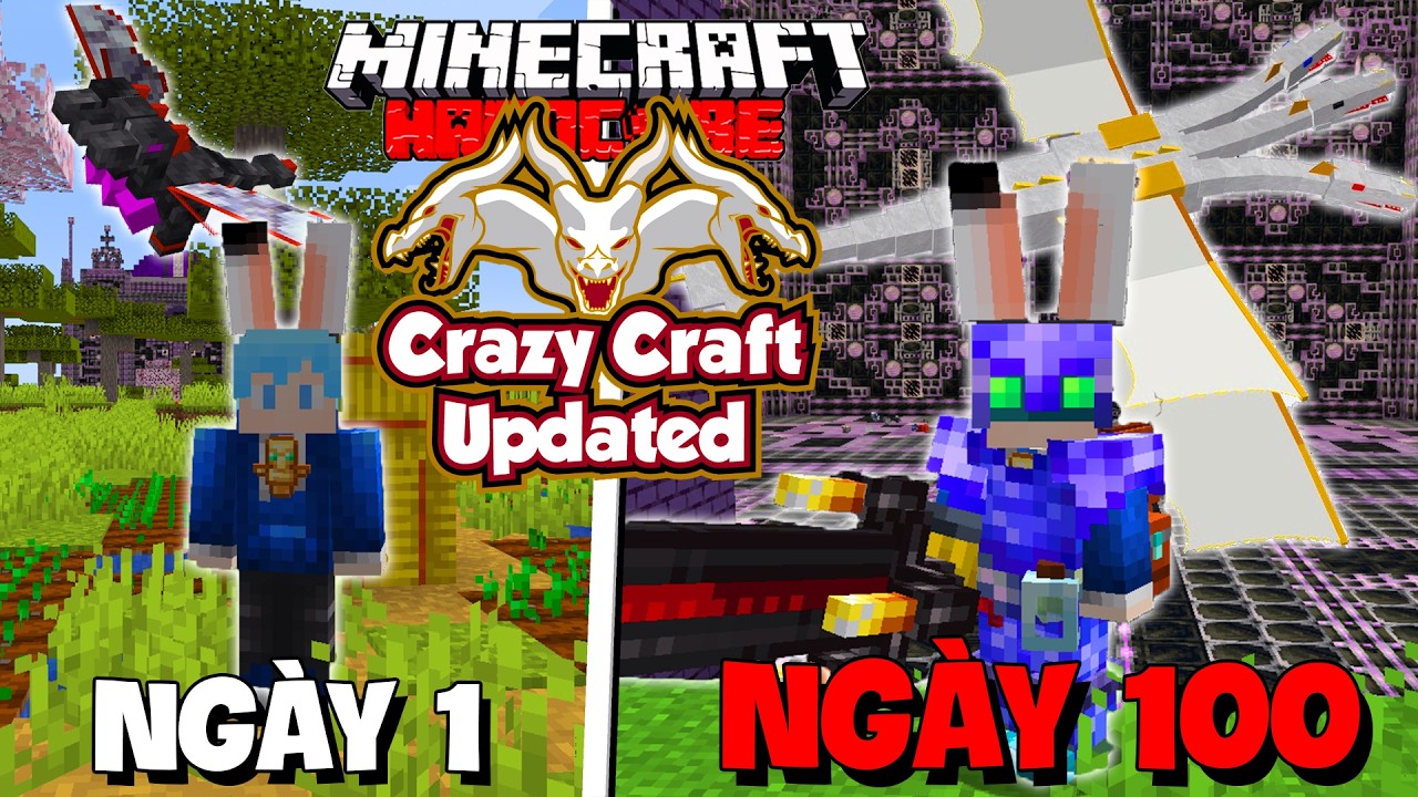 MÌNH SINH TỒN 100 NGÀY TRONG MINECRAFT CRAZY CRAFT UPDATED SIÊU KHÓ !!