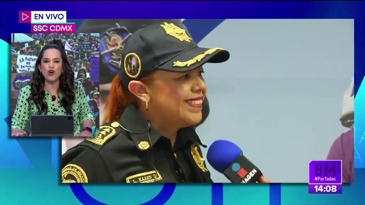 Mujeres polic&iacute;as se unieron a la marcha feminista del 8M 2022 en CDMX | Noticias con Yuriria Sierra