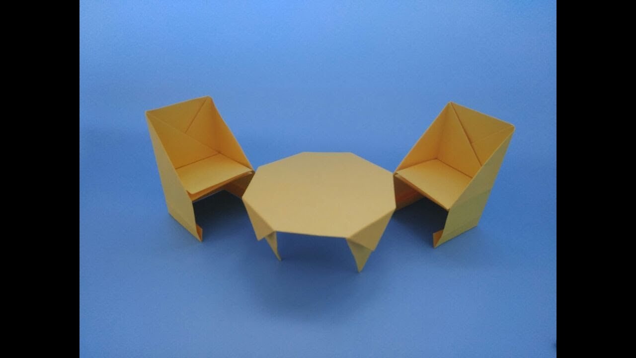 折一套桌子和椅子迷你家具，几分钟就能折好，亲子手工折纸教程