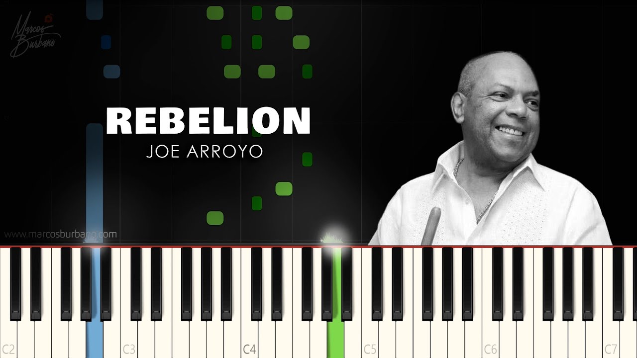 REBELION -  JOE ARROYO Piano Tutorial Salsa Partituras y Midi