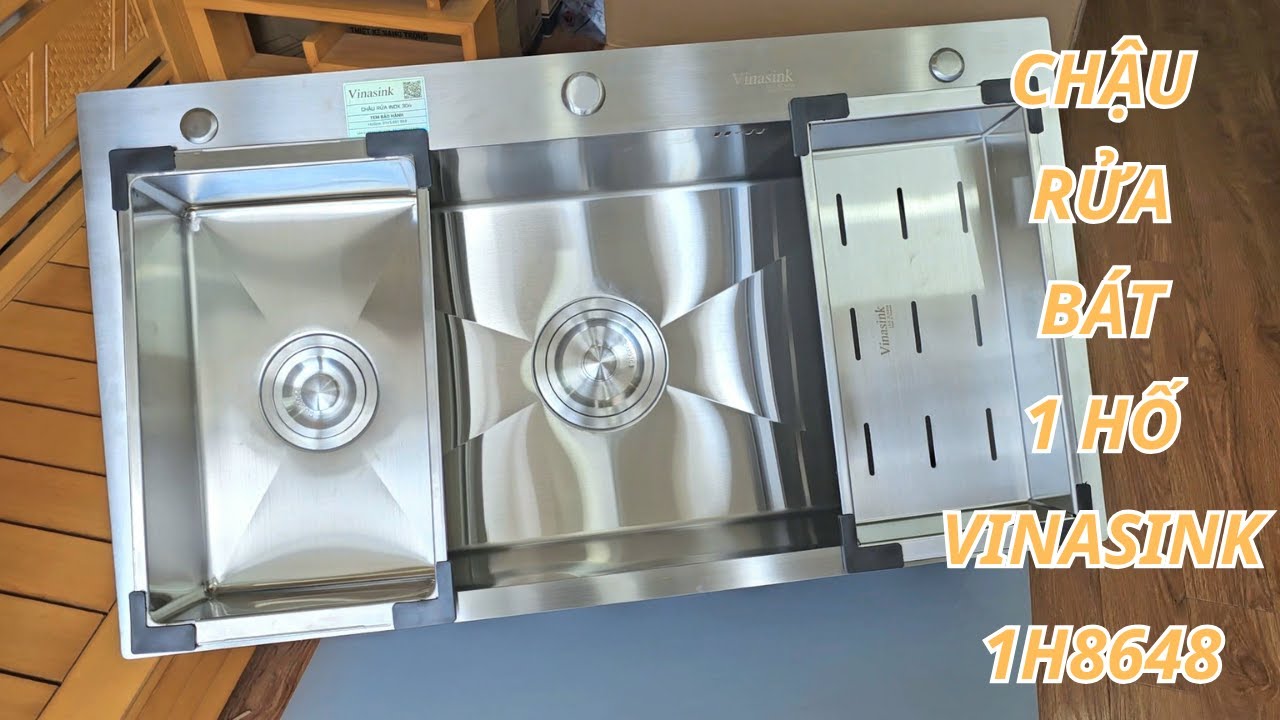 Chậu rửa bát Vinasink 1H8648: bồn rửa 1 hố kích thước lớn 86 x 48 cm
