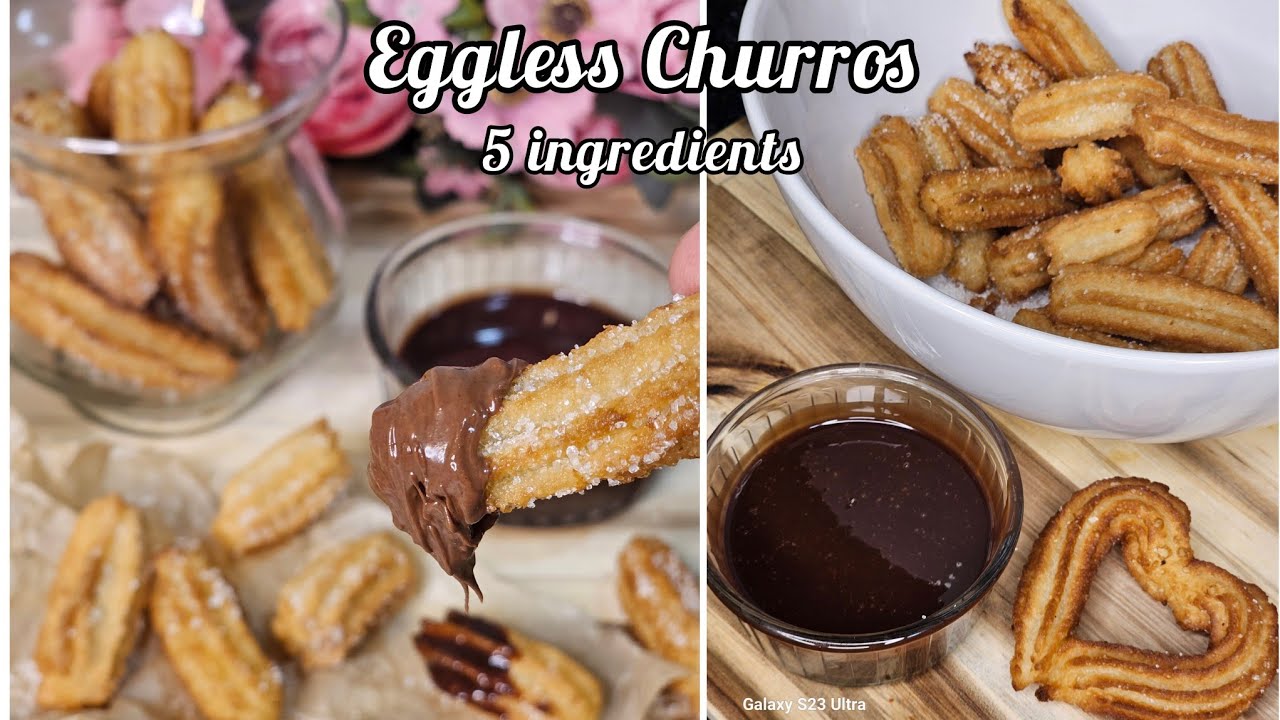 Eggless Churros 5 ingredient Easy Churros Vegan recip | Best recipe Churros | Easy way churro piping